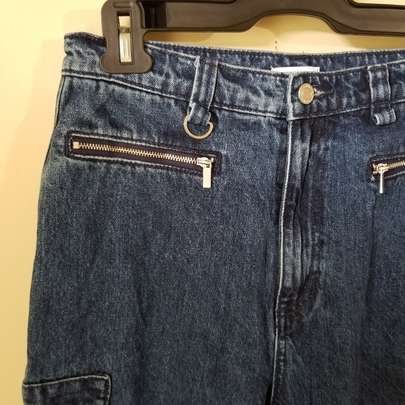 Weworewhat Utility Cargo Style Zippered Dark Wash Straight Denim Jeans Size 29 - Picture 9 of 13